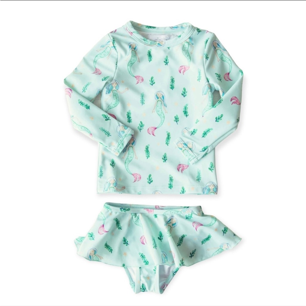 SweetHoney Mermaid Print Swim Set